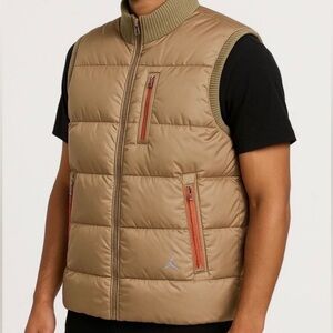 Nike Air Jordan 550 down puffer vest tan&orange. Full zippered Men's size XL